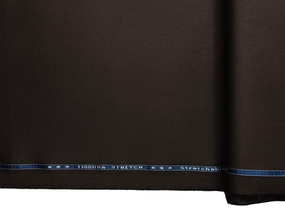 Arvind 100% Cotton Stretched Suiting Fabric (Dark Brown, Plain Weave)