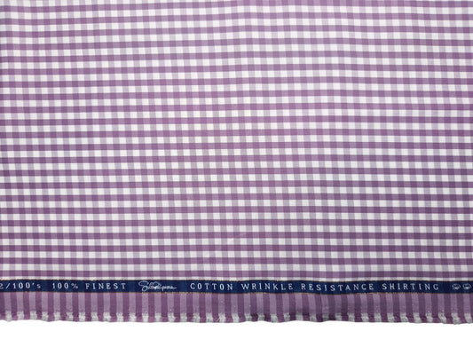 Vercelli Italy 2/100s Finest Supima Cotton Wrinkle Resistant Shirting Fabric (Dusty Pink, Checks)