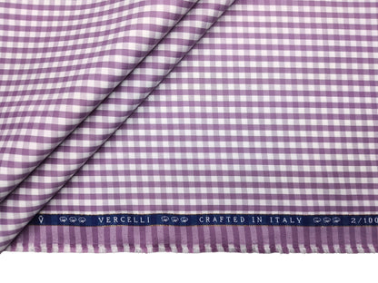 Vercelli Italy 2/100s Finest Supima Cotton Wrinkle Resistant Shirting Fabric (Dusty Pink, Checks)