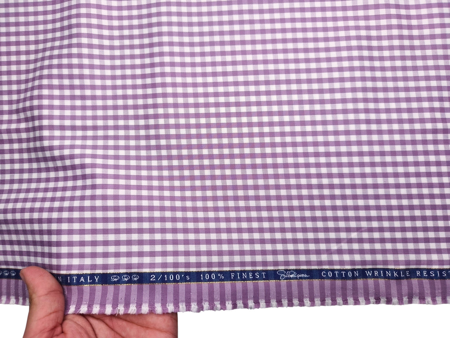 Vercelli Italy 2/100s Finest Supima Cotton Wrinkle Resistant Shirting Fabric (Dusty Pink, Checks)