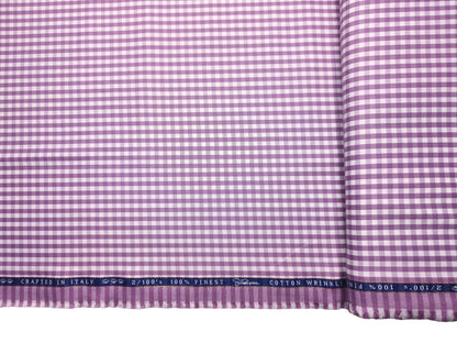 Vercelli Italy 2/100s Finest Supima Cotton Wrinkle Resistant Shirting Fabric (Dusty Pink, Checks)