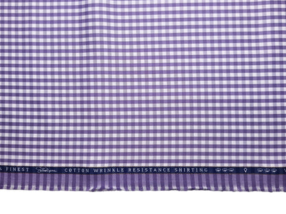 Vercelli Italy 2/100s Finest Supima Cotton Wrinkle Resistant Shirting Fabric (Violet , Checks)