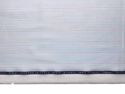 Vercelli Italy 2/140s Finest Supima Cotton Shirting Fabric (Blue, Multistripes)
