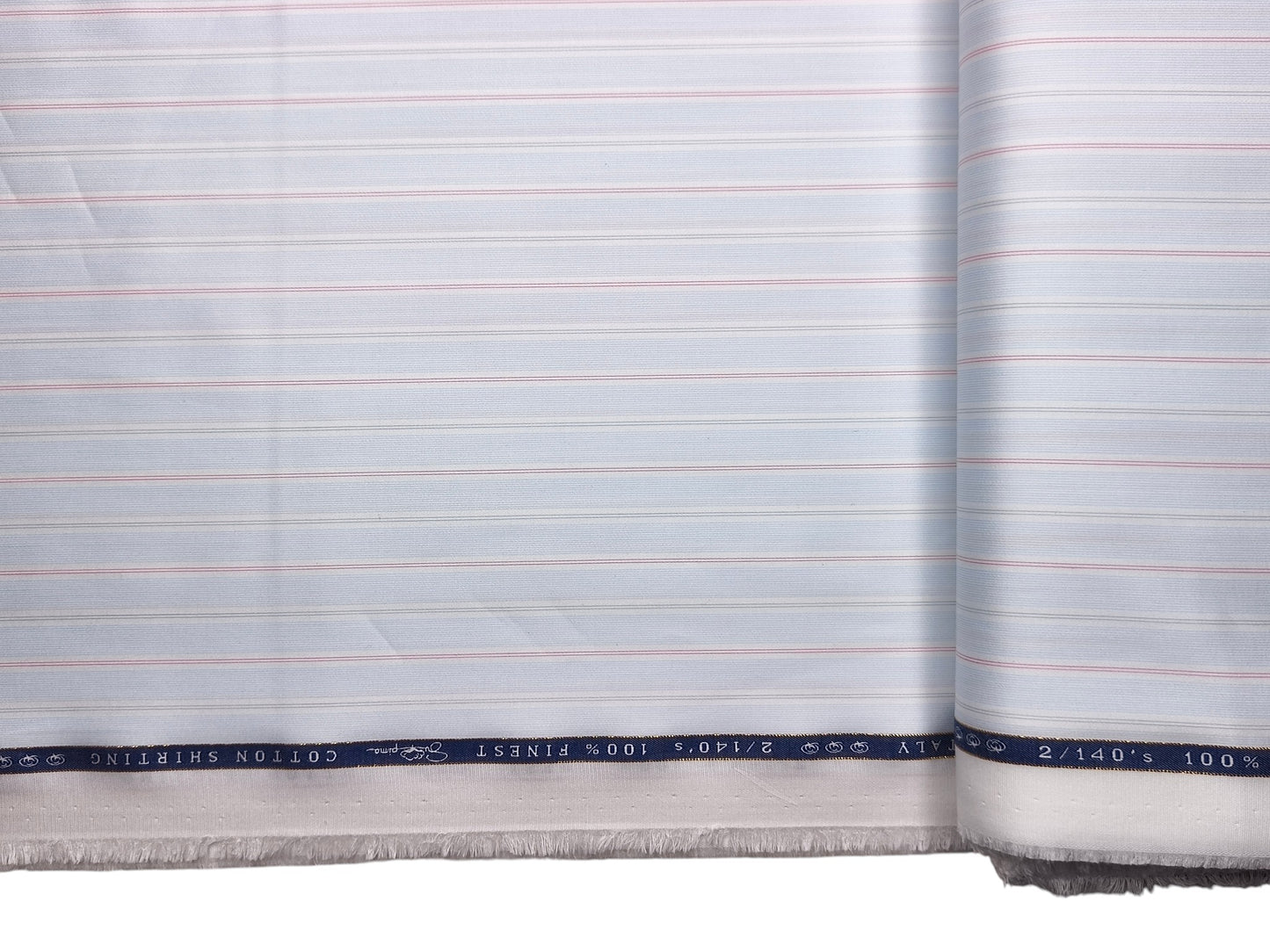 Vercelli Italy 2/140s Finest Supima Cotton Shirting Fabric (Blue, Multistripes)