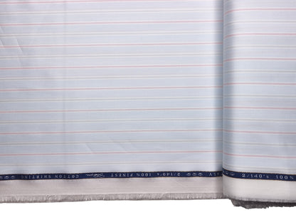 Vercelli Italy 2/140s Finest Supima Cotton Shirting Fabric (Blue, Multistripes)