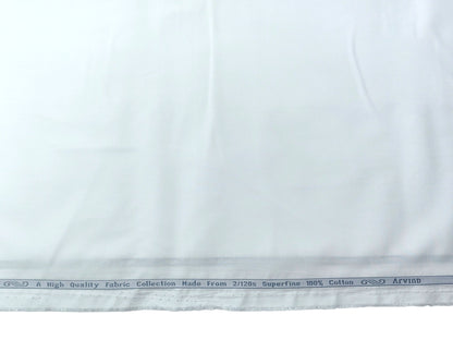 Arvind Exclusive Collection – 2/120s Premium Cotton Shirting Fabric (White)