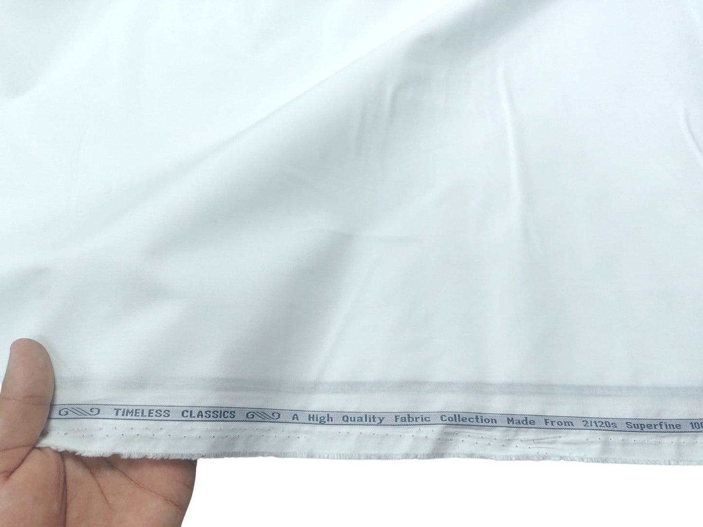 Arvind Exclusive Collection – 2/120s Premium Cotton Shirting Fabric (White)