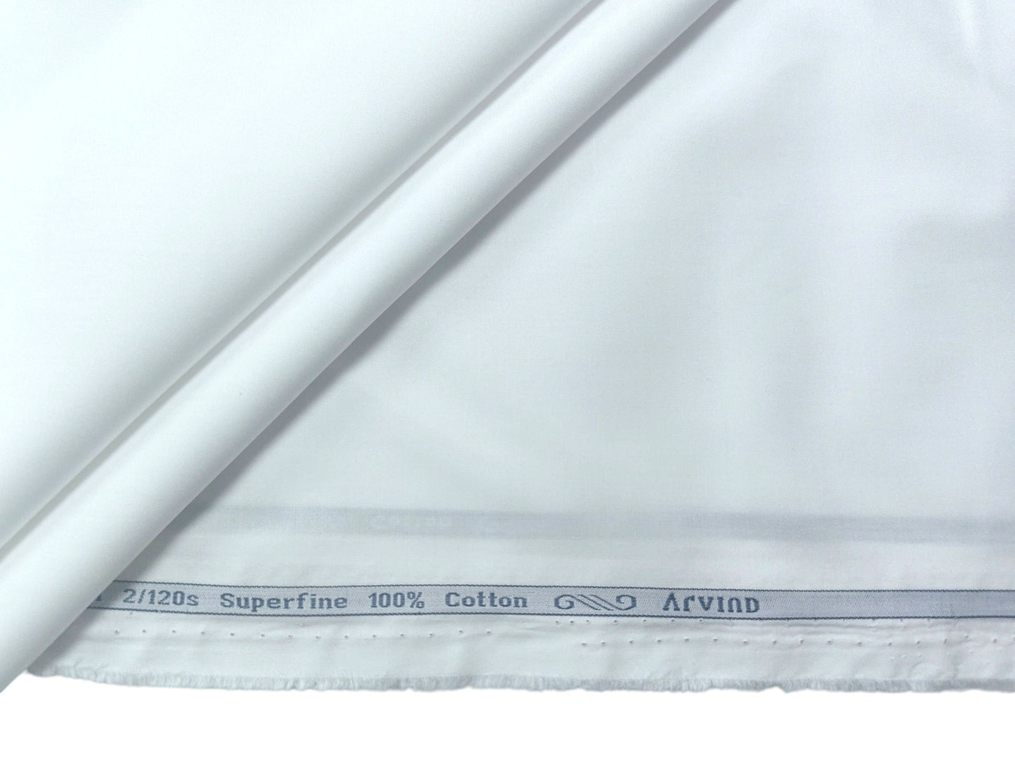 Arvind Exclusive Collection – 2/120s Premium Cotton Shirting Fabric (White)