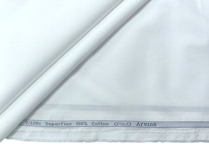 Arvind Exclusive Collection – 2/120s Premium Cotton Shirting Fabric (White)