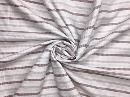 Vercelli Italy 2/100s Finest Supima Cotton Shirting Fabric (White & Brown, Stripes)