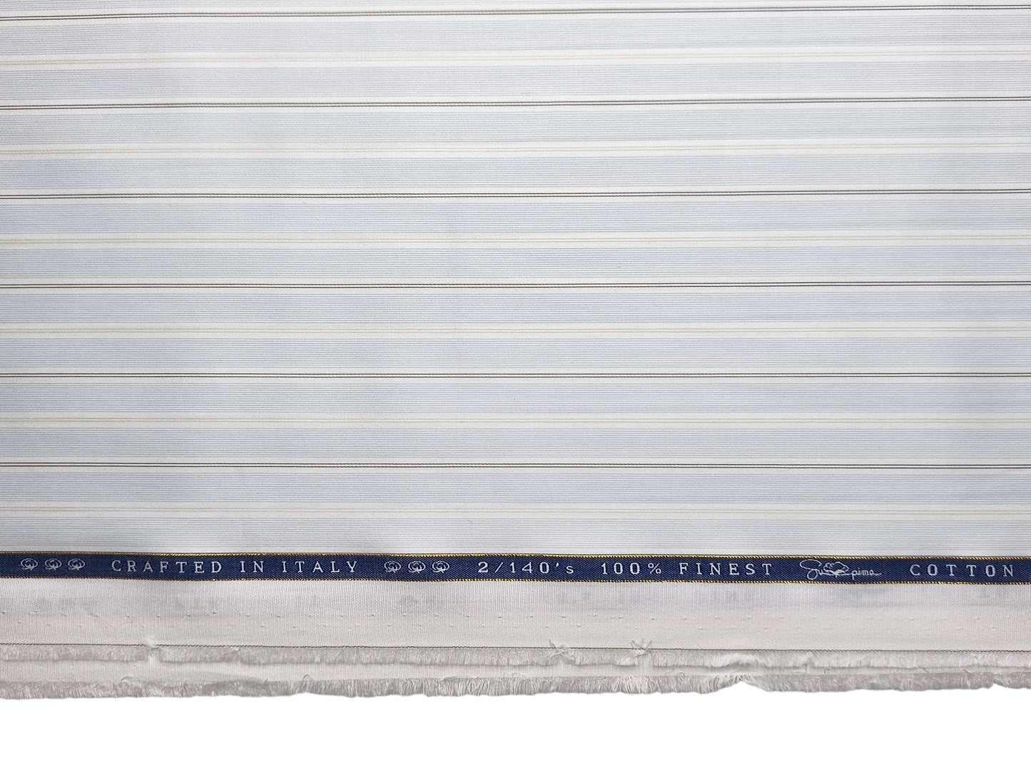 Vercelli Italy 2/140s Finest Supima Cotton Shirting Fabric (Light Blue & Brown, Multistripes)