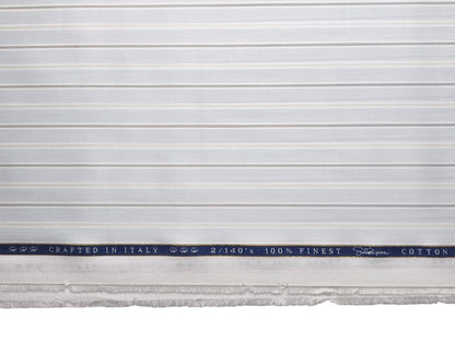 Vercelli Italy 2/140s Finest Supima Cotton Shirting Fabric (Light Blue & Brown, Multistripes)