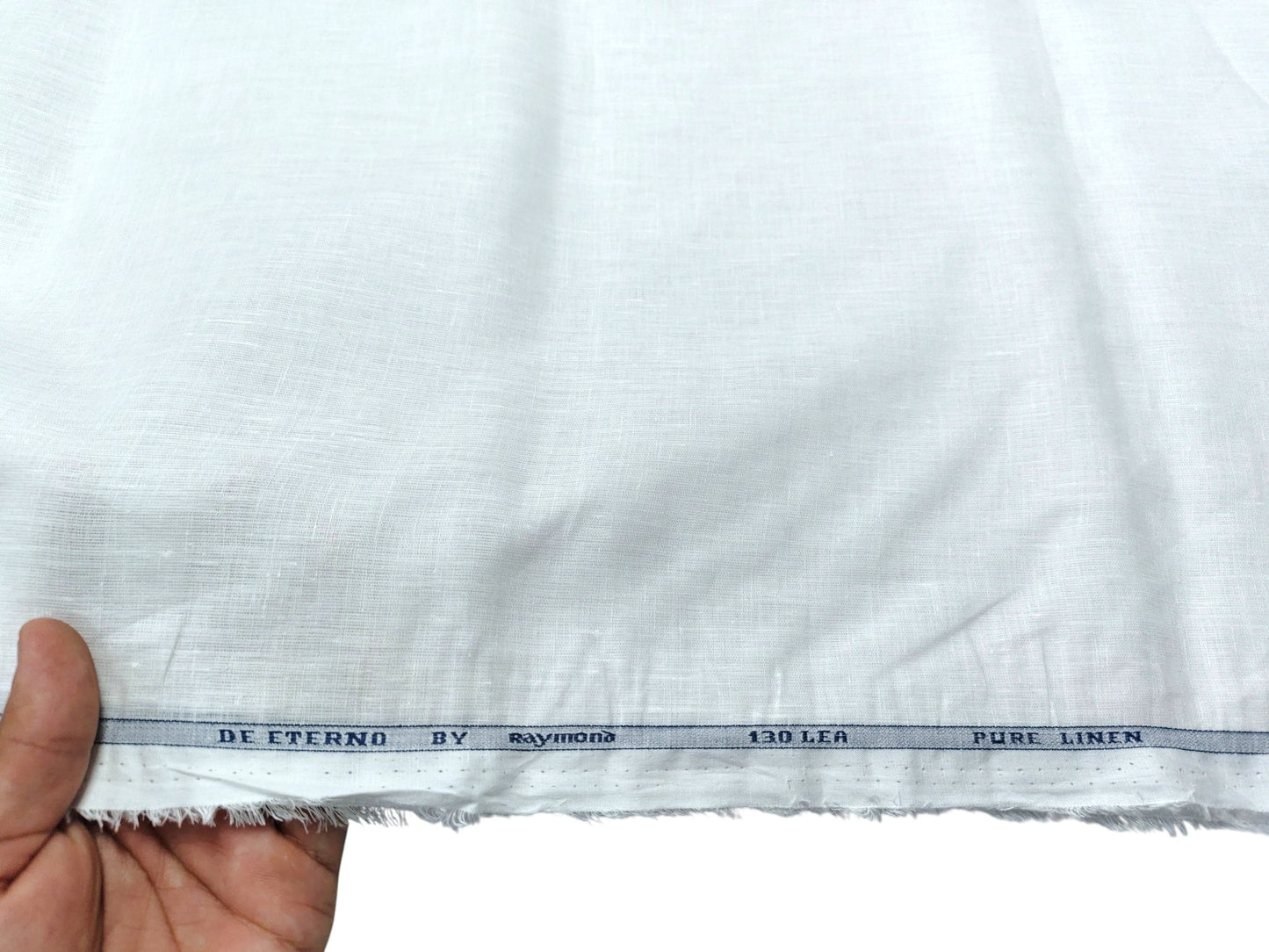 Raymond 100% Pure Linen 130 LEA Shirting Fabric (White , Plain)