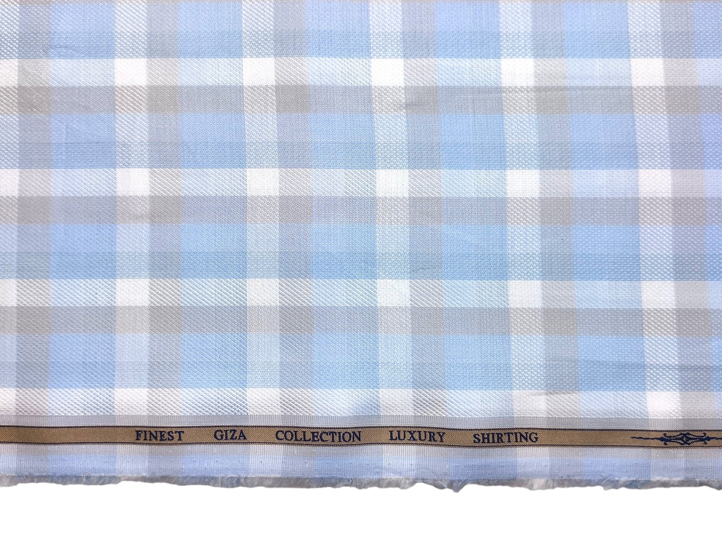 Solino 100% Premium Giza Cotton Shirting Fabric (Blue, Multichecks)