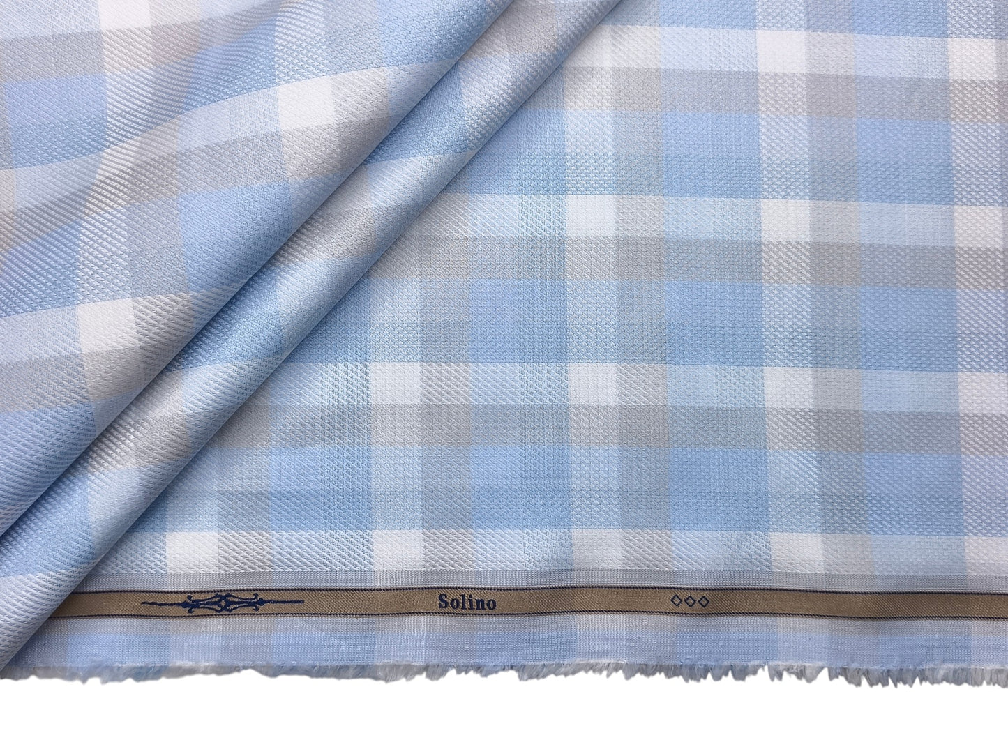 Solino 100% Premium Giza Cotton Shirting Fabric (Blue, Multichecks)