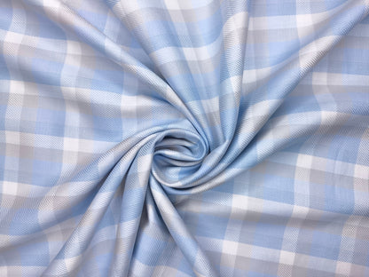 Solino 100% Premium Giza Cotton Shirting Fabric (Blue, Multichecks)