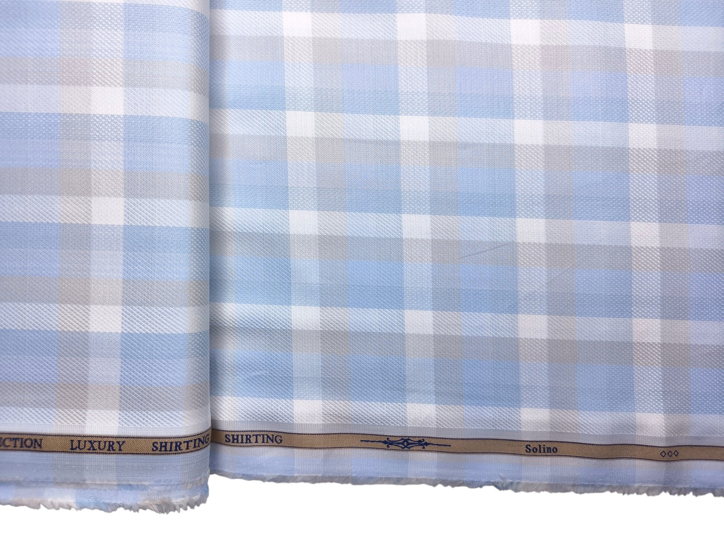 Solino 100% Premium Giza Cotton Shirting Fabric (Blue, Multichecks)