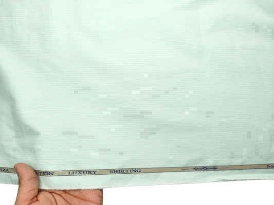 Solino 100% Premium Giza Cotton Shirting Fabric (Light Green , Stripes)