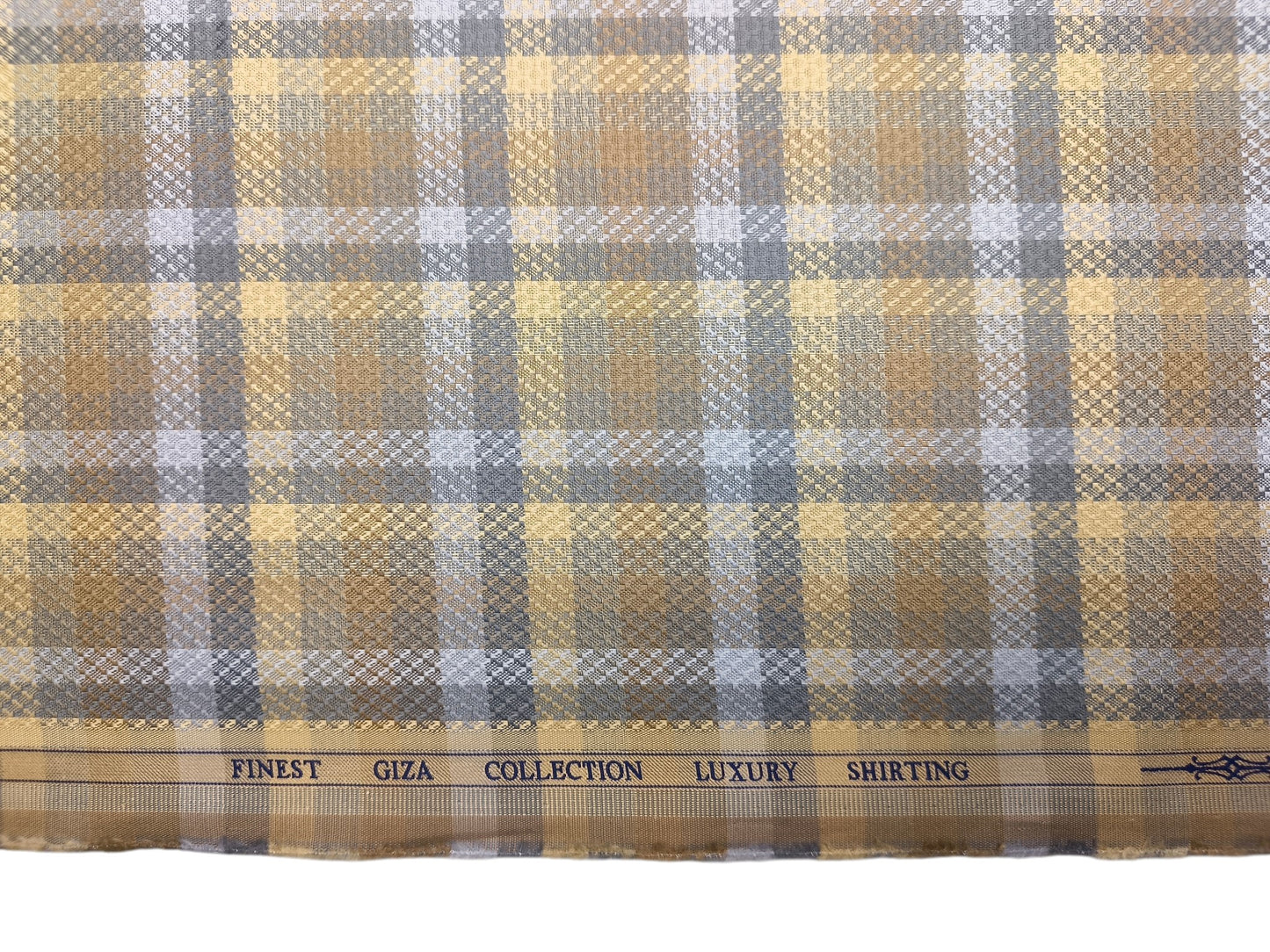 Solino 100% Premium Giza Cotton Shirting Fabric (Grey , Brown & Golden, Multichecks)