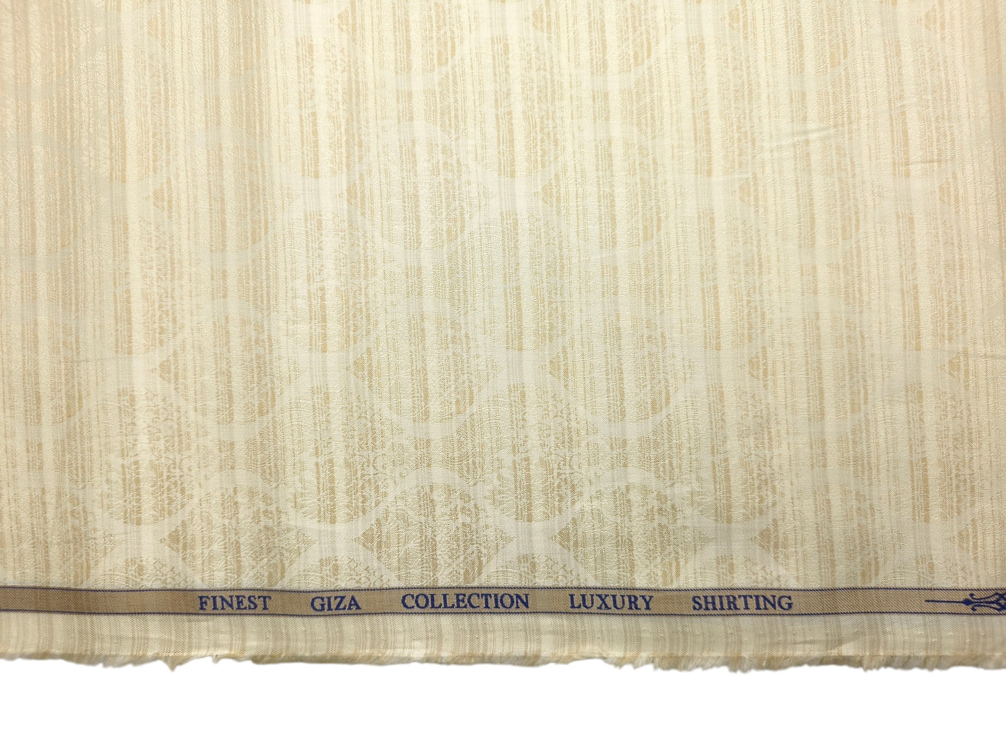 Solino 100% Premium Giza Cotton Shirting Fabric (Light Yellow, Jacquard)