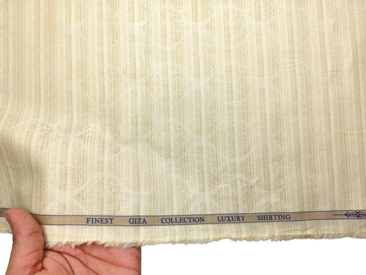 Solino 100% Premium Giza Cotton Shirting Fabric (Light Yellow, Jacquard)