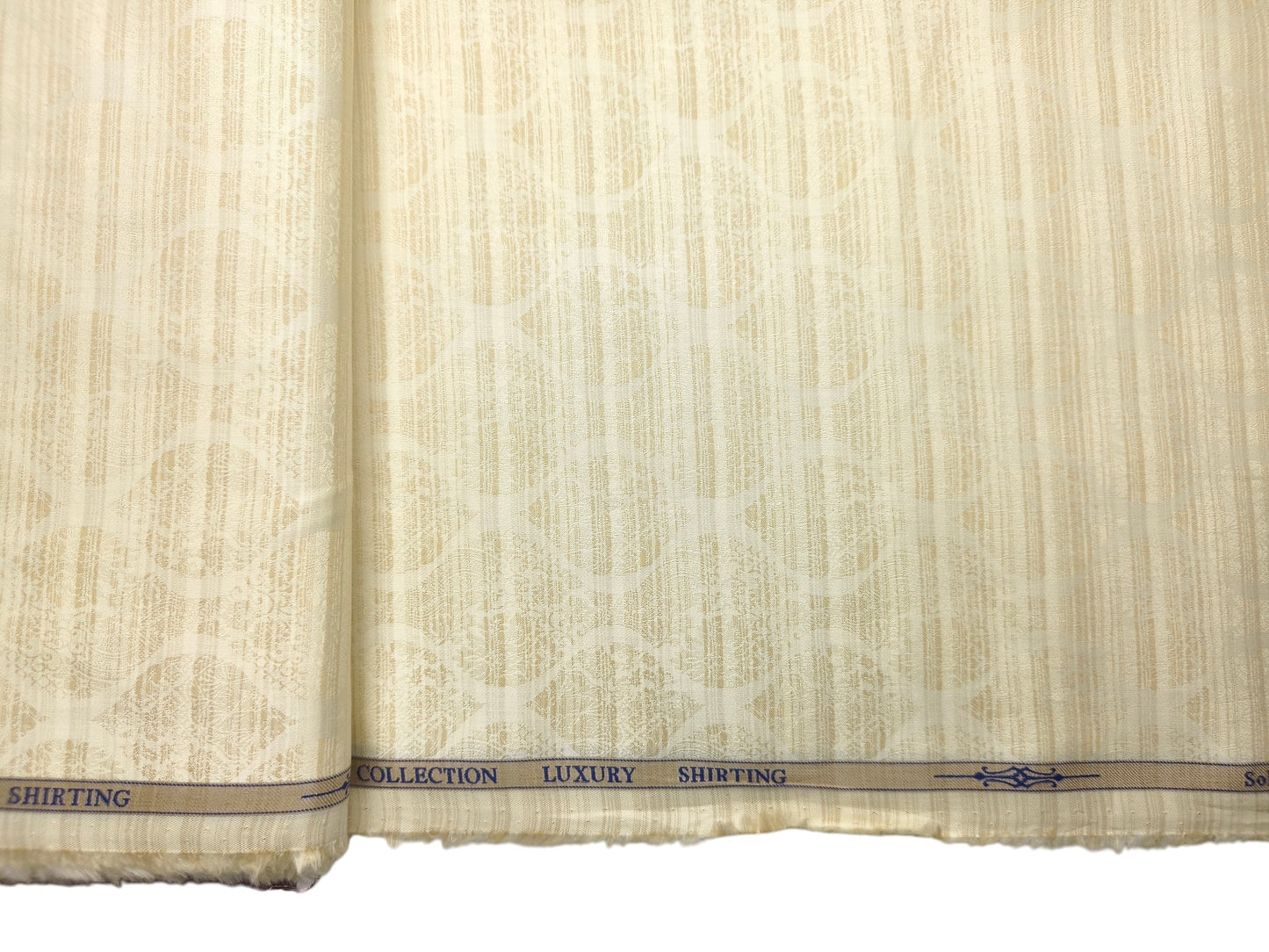 Solino 100% Premium Giza Cotton Shirting Fabric (Light Yellow, Jacquard)