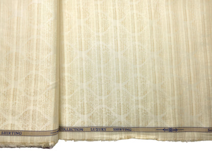 Solino 100% Premium Giza Cotton Shirting Fabric (Light Yellow, Jacquard)