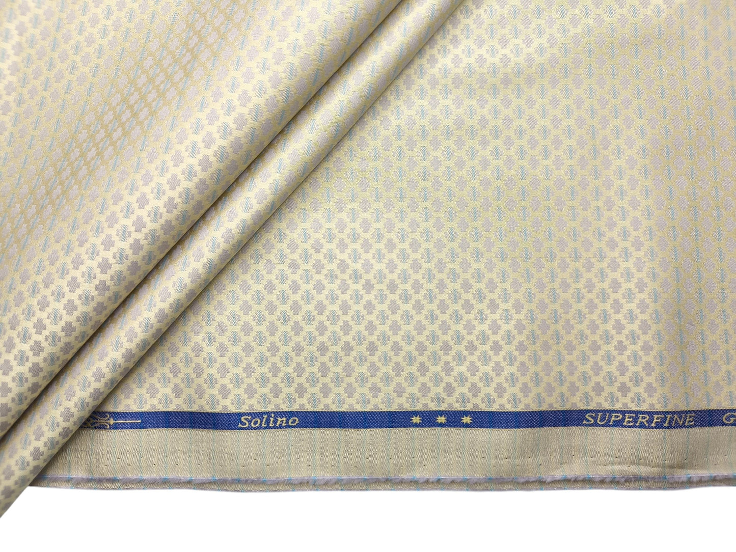 Solino 100% Premium Giza Cotton Shirting Fabric (Soft Gold, Jacquard)