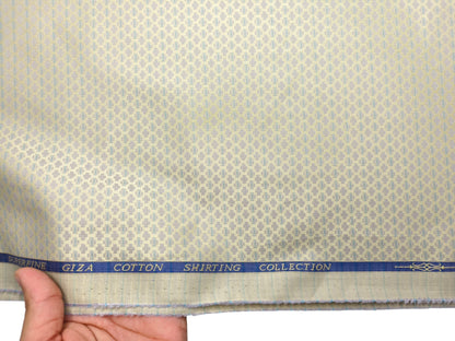 Solino 100% Premium Giza Cotton Shirting Fabric (Soft Gold, Jacquard)