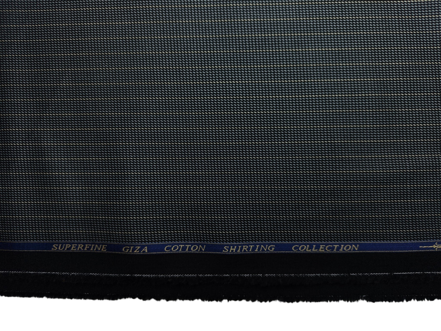 Solino 100% Premium Giza Cotton Shirting Fabric (Black, Patterned Stripes)