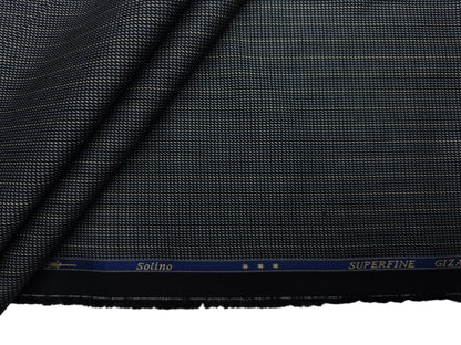 Solino 100% Premium Giza Cotton Shirting Fabric (Black, Patterned Stripes)
