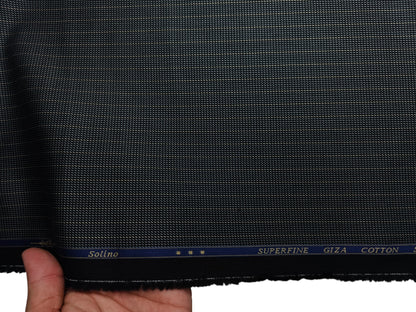 Solino 100% Premium Giza Cotton Shirting Fabric (Black, Patterned Stripes)