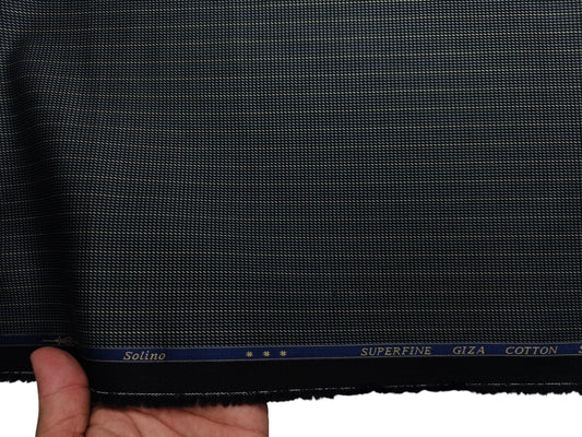 Solino 100% Premium Giza Cotton Shirting Fabric (Black, Patterned Stripes)