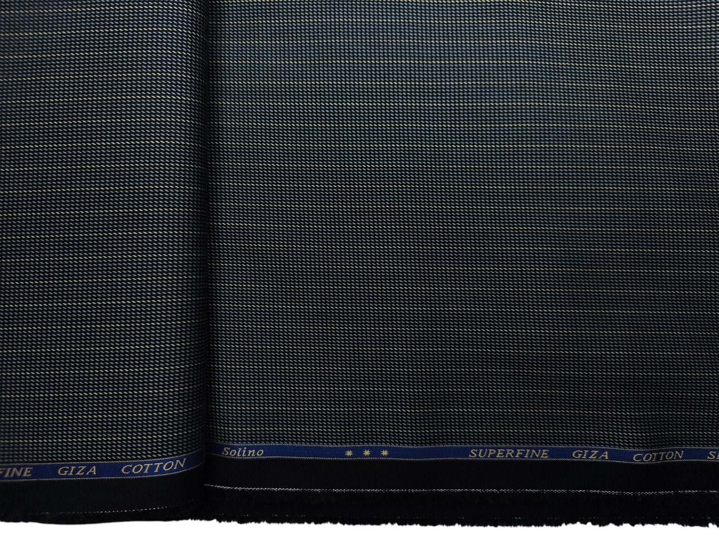 Solino 100% Premium Giza Cotton Shirting Fabric (Black, Patterned Stripes)
