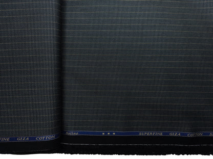Solino 100% Premium Giza Cotton Shirting Fabric (Black, Patterned Stripes)