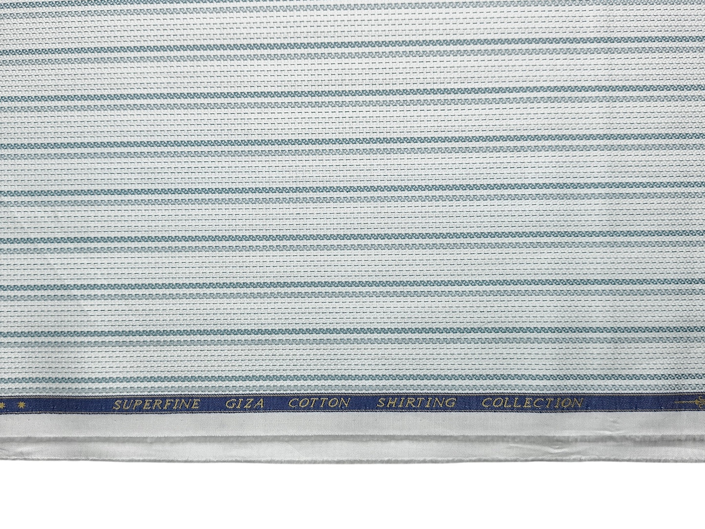 Solino 100% Premium Giza Cotton Shirting Fabric (White, Patterned Stripes)