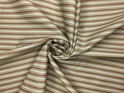 Solino 100% Premium Giza Cotton Shirting Fabric (Brown & Pista, Stripes)