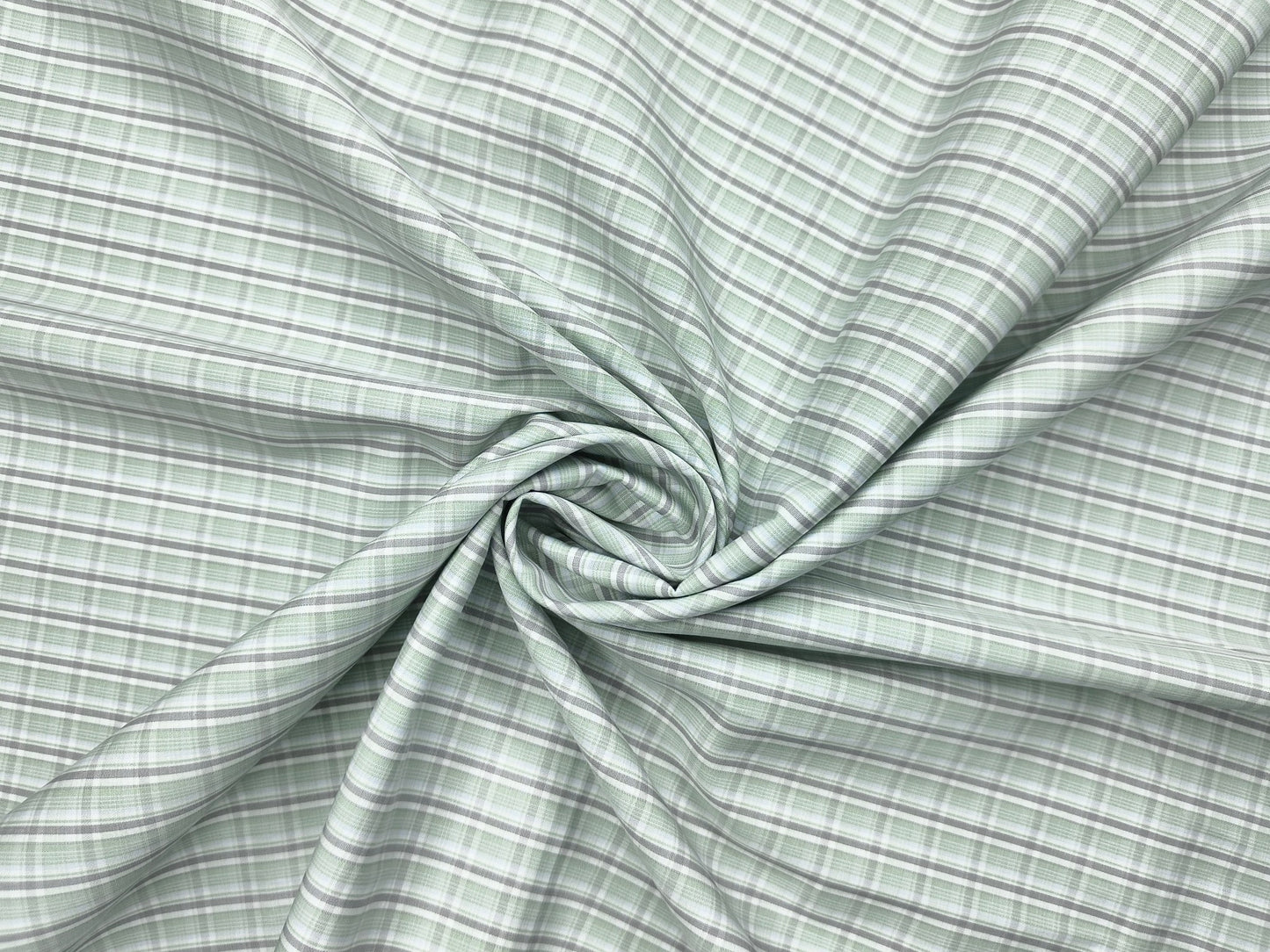 Solino 100% Premium Giza Cotton Shirting Fabric (Pista & Grey, Checks)