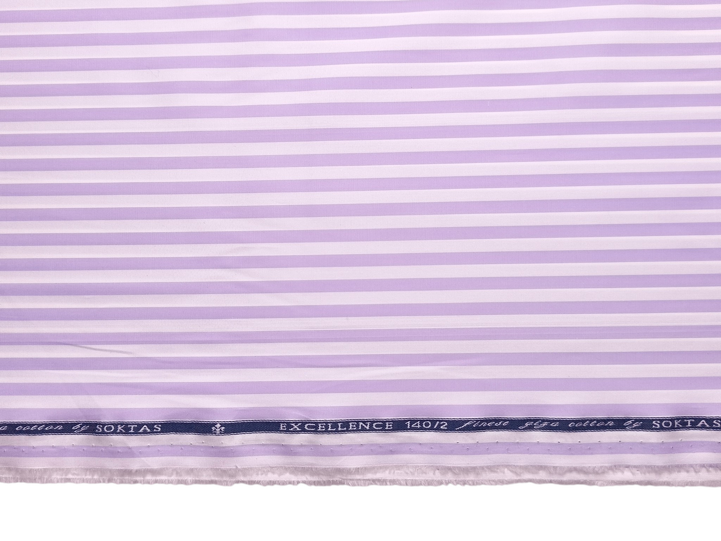 Giza House By Soktas 140/2 Premium Giza Cotton Shirting Fabric (White & Lavender, Stripes)