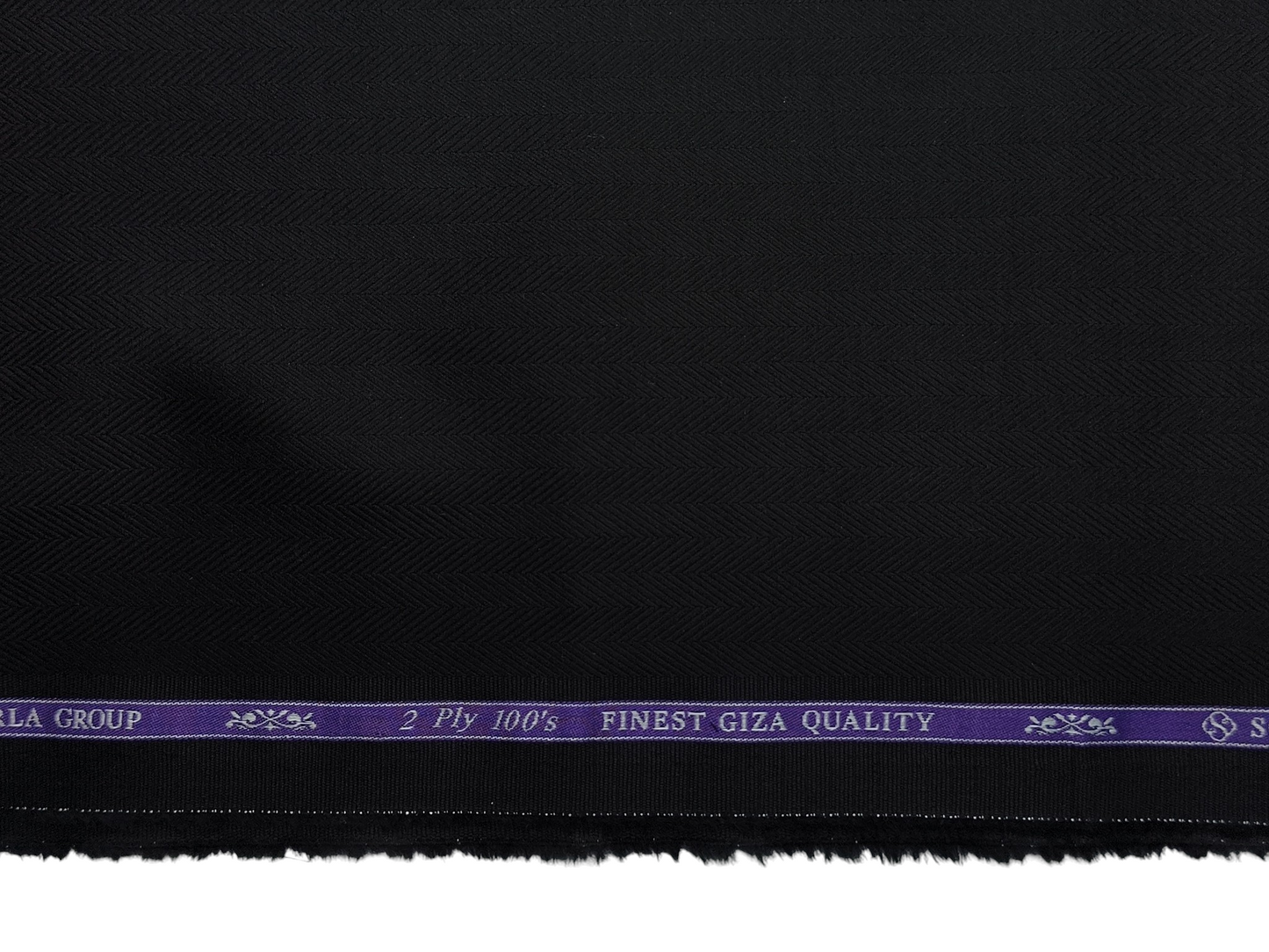 Giza House By Soktas 2 ply 100s Premium Giza Cotton Shirting Fabric (Black, Herringbone)