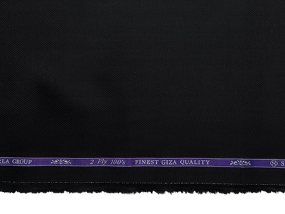 Giza House By Soktas 2 ply 100s Premium Giza Cotton Shirting Fabric (Black, Herringbone)