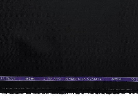 Giza House By Soktas 2 ply 100s Premium Giza Cotton Shirting Fabric (Black, Herringbone)