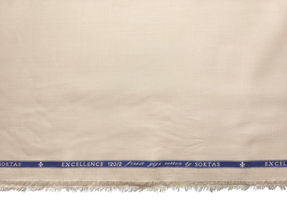 Giza House By Soktas 120/2 Premium Giza Cotton Shirting Fabric (Beige, Plain Weave)