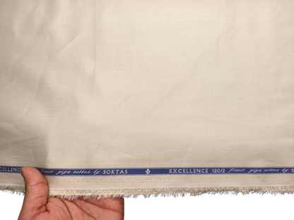 Giza House By Soktas 120/2 Premium Giza Cotton Shirting Fabric (Beige, Plain Weave)