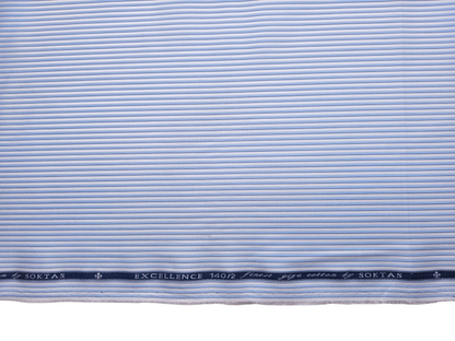Giza House By Soktas 140/2 Premium Giza Cotton Shirting Fabric (Blue, Stripes)