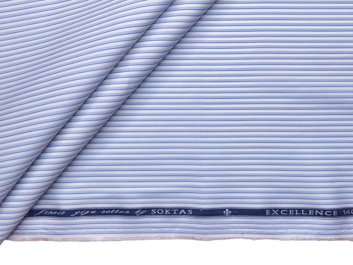Giza House By Soktas 140/2 Premium Giza Cotton Shirting Fabric (Blue, Stripes)