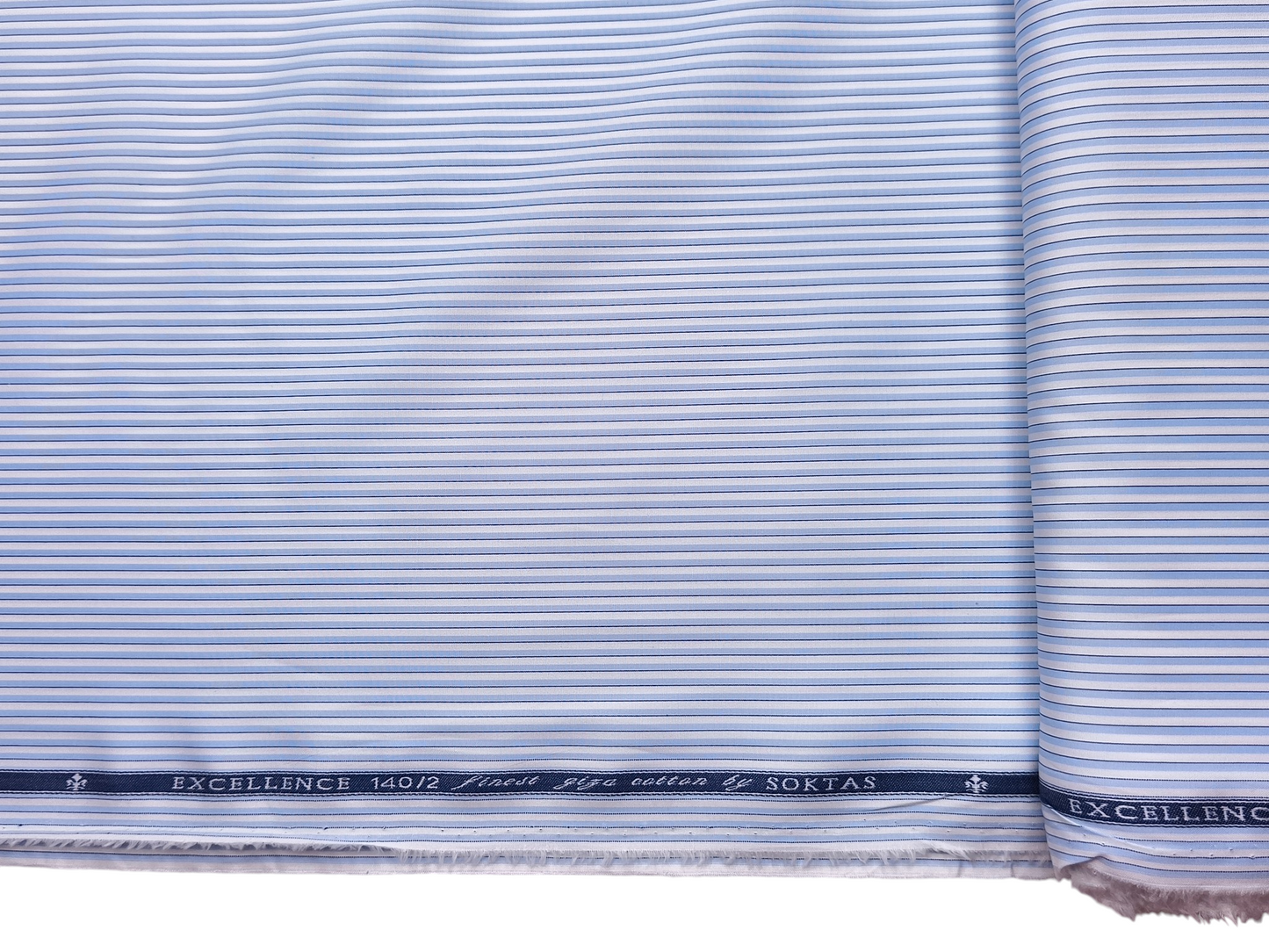 Giza House By Soktas 140/2 Premium Giza Cotton Shirting Fabric (Blue, Stripes)