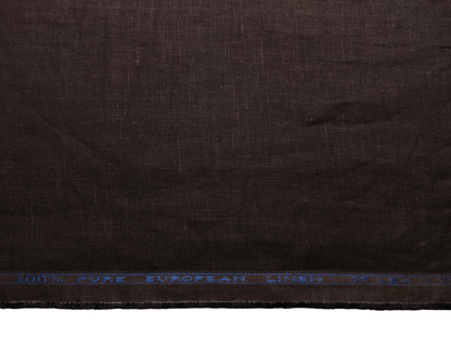100% Pure European Linen 25 LEA Suiting Fabric ( Dark Coffee Brown, Plain)