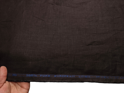100% Pure European Linen 25 LEA Suiting Fabric ( Dark Coffee Brown, Plain)