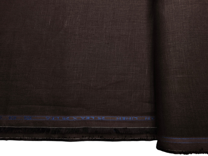 100% Pure European Linen 25 LEA Suiting Fabric ( Dark Coffee Brown, Plain)